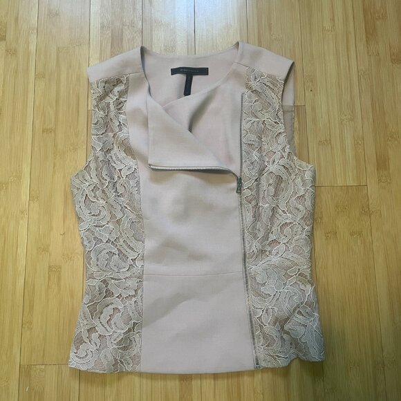 BCBG MaxAzria light pink vest w lace - Picture 2 of 5